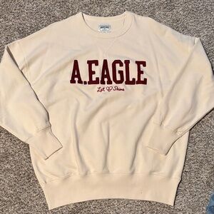 American Eagle Outfitters Cream Sweatshirt with Red Logo